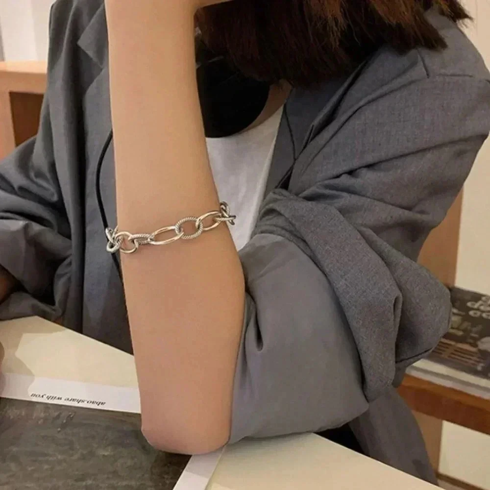 Chunky 925 Sterling Silver Bracelet Thick Silver Toggle Chain Link Bracelet